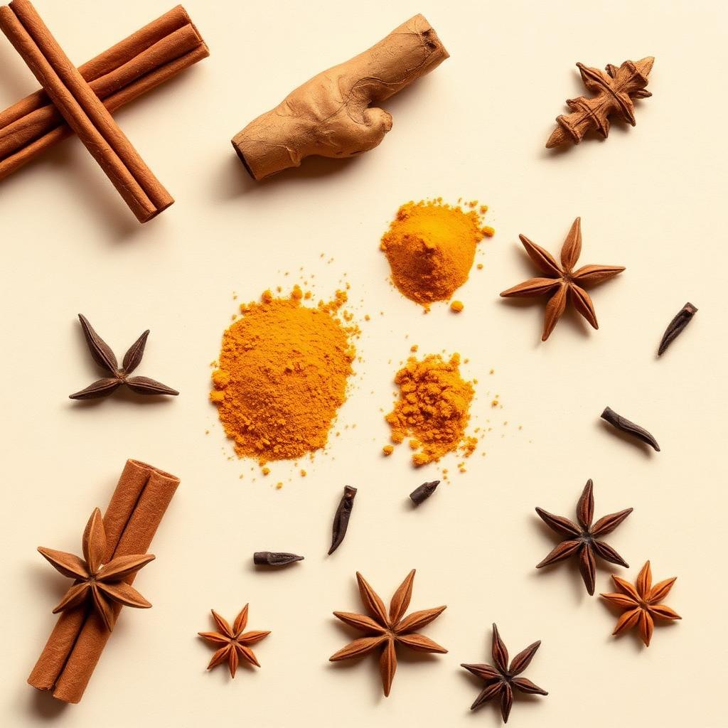 Jengibre, cúrcuma, canela y clavo